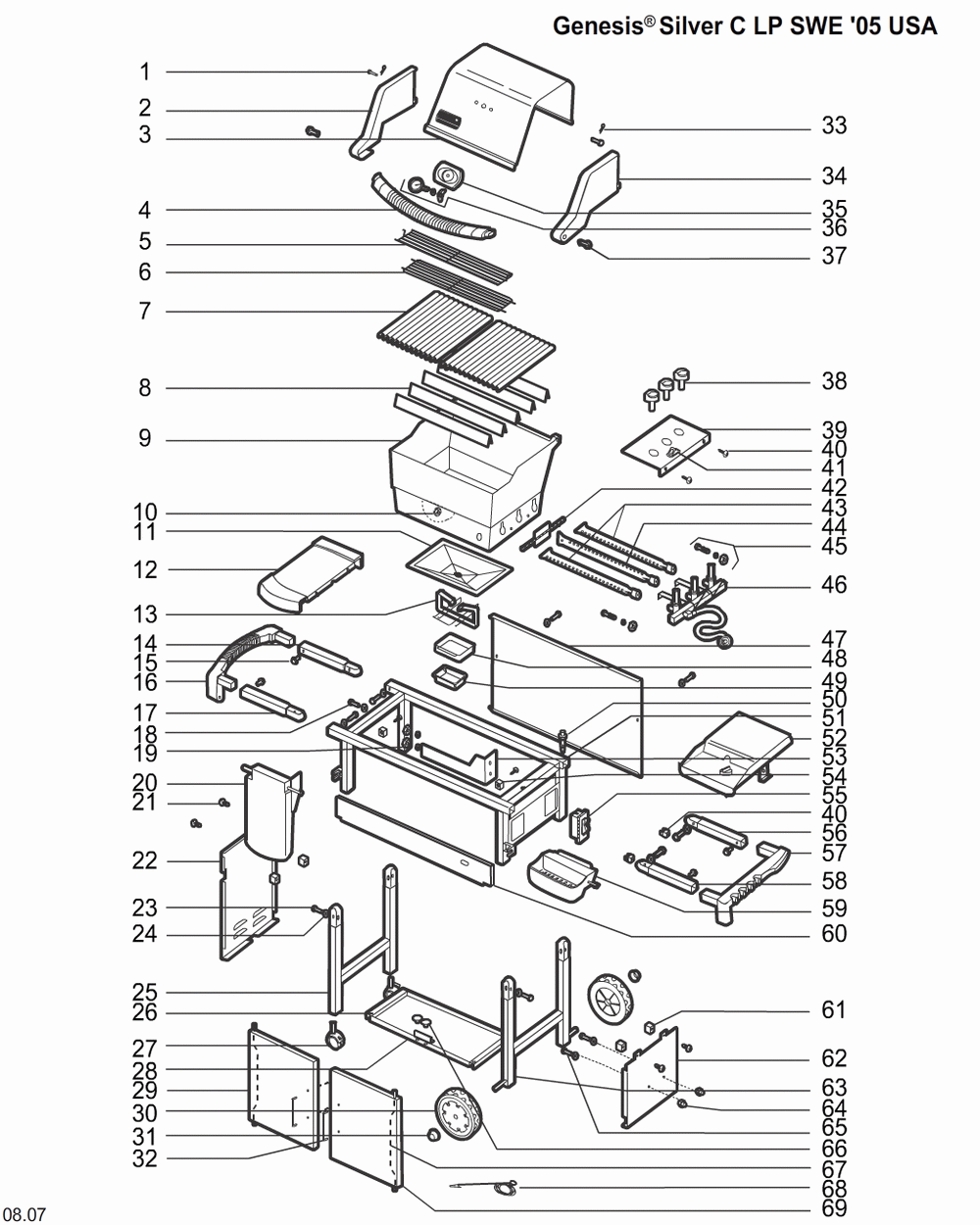 Diagram Diagram and Parts List for 6731209  Weber Grill