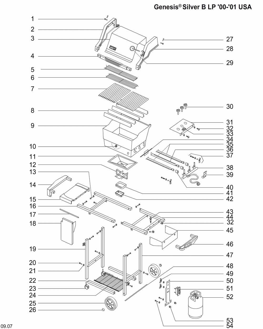 Diagram Diagram and Parts List for 2251009  Weber Grill