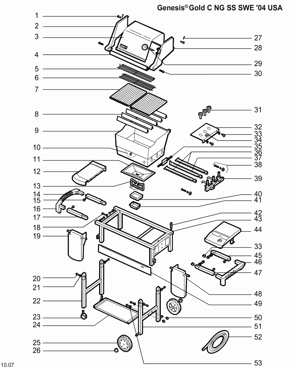 Diagram Diagram and Parts List for 6350009  Weber Grill