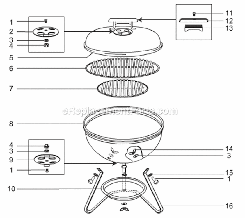 Page A Diagram and Parts List for 10020  Weber Grill
