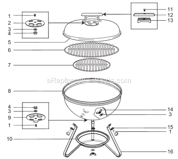Page A Diagram and Parts List for 10898  Weber Grill
