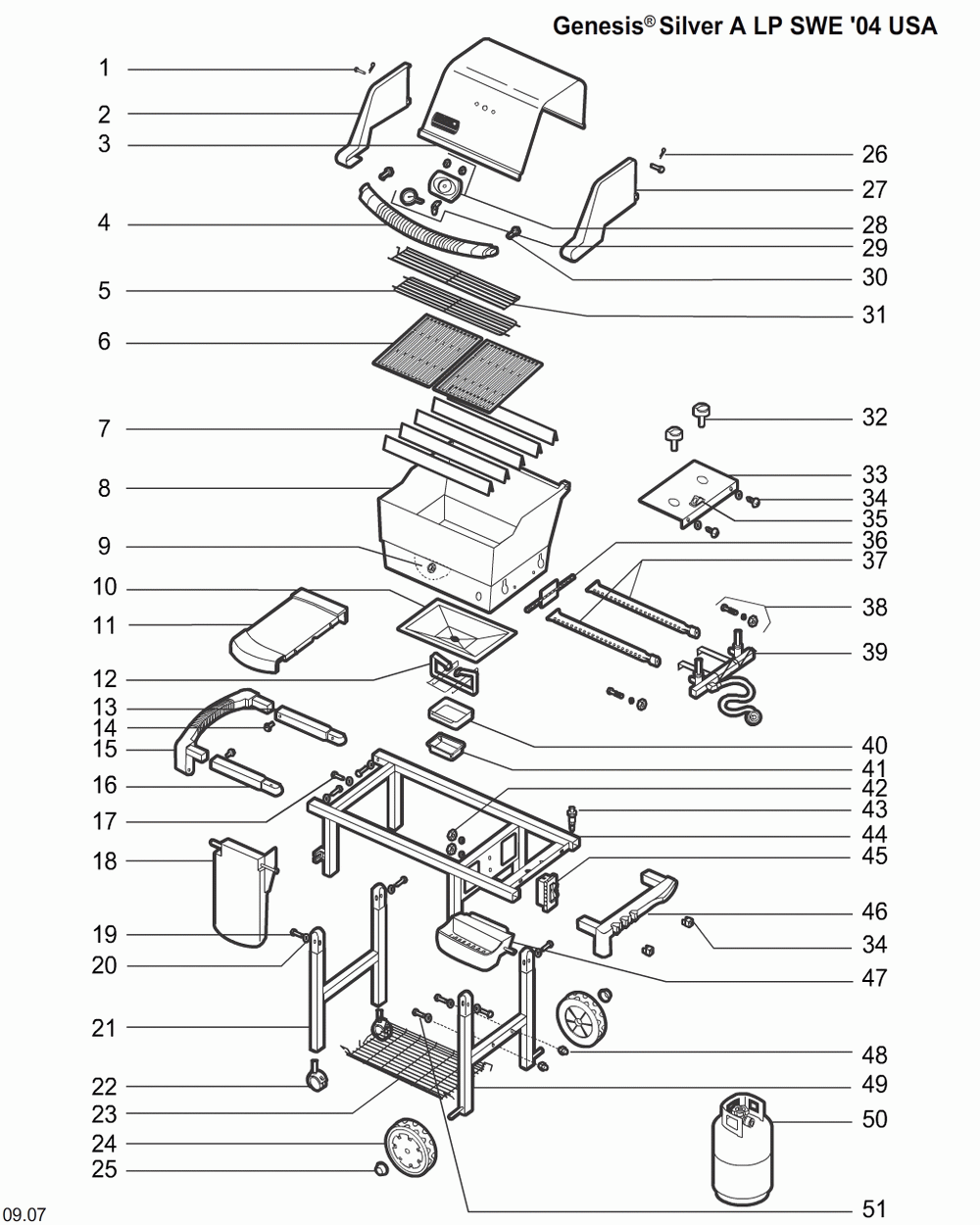 Diagram Diagram and Parts List for 6211001  Weber Grill