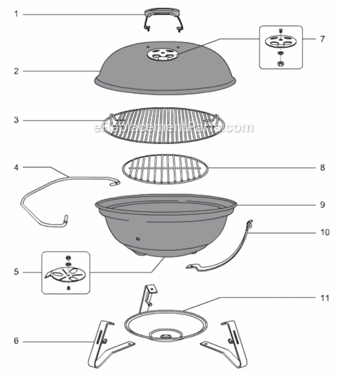 Page A Diagram and Parts List for 1211  Weber Grill