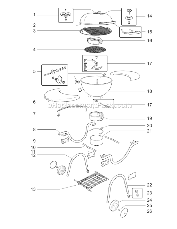 Page A Diagram and Parts List for 1361004  Weber Grill