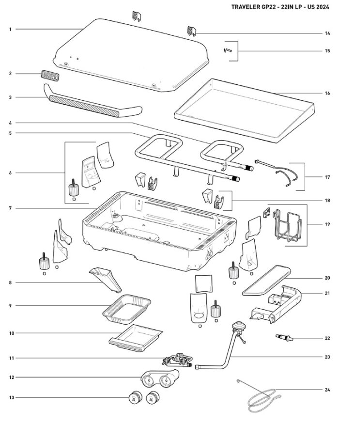 Section 1 Diagram and Parts List for 1500213  Weber Built-In Cooking