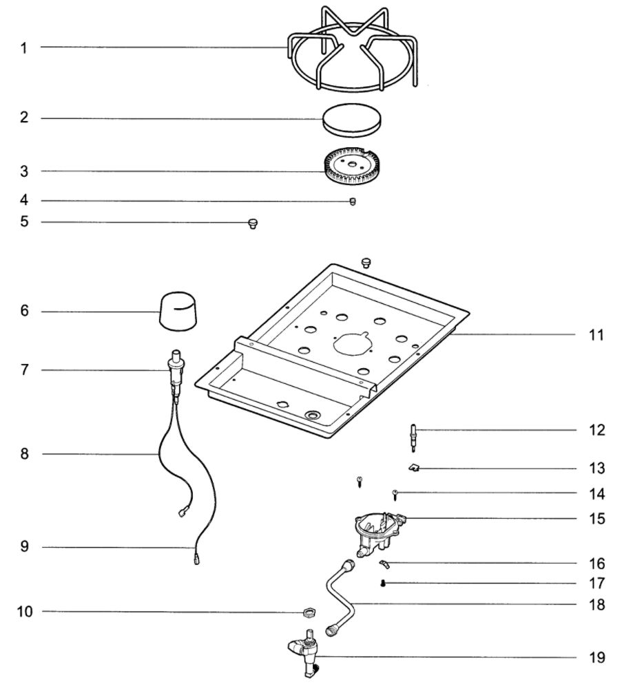 Side Burner Diagram and Parts List for E-450NG  Weber Grill