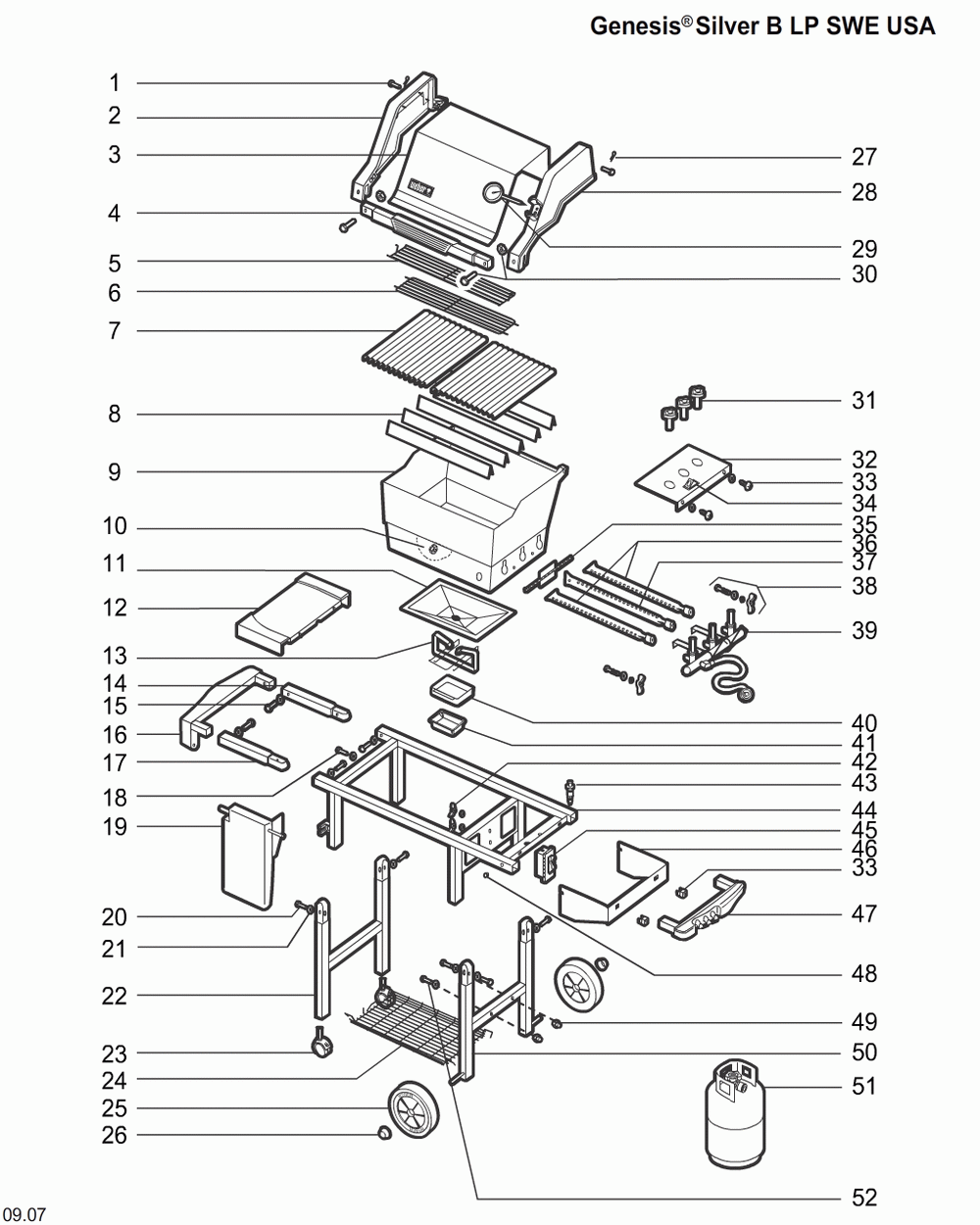 Diagram Diagram and Parts List for 2281009  Weber Grill