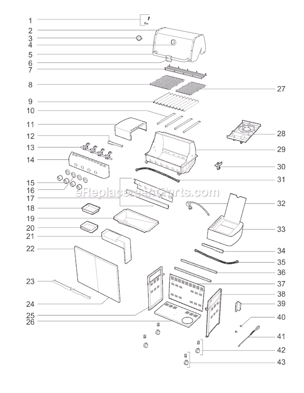 Page A Diagram and Parts List for 1711001 2008 Weber Grill