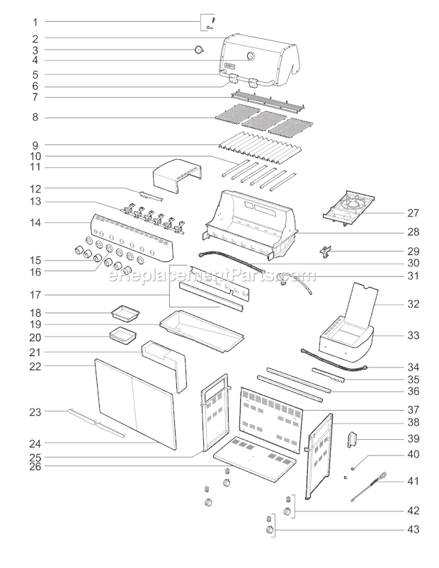Page A Diagram and Parts List for 1751001 2008 Weber Grill