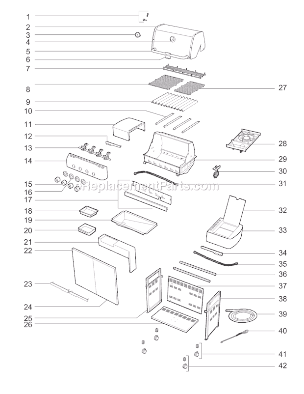 Page A Diagram and Parts List for 1811001 2008 Weber Grill