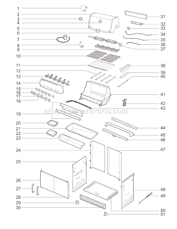 Page A Diagram and Parts List for 1830501  Weber Grill
