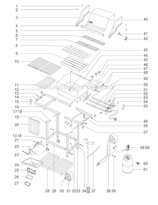 Page A Diagram and Parts List for 211701  Weber Grill