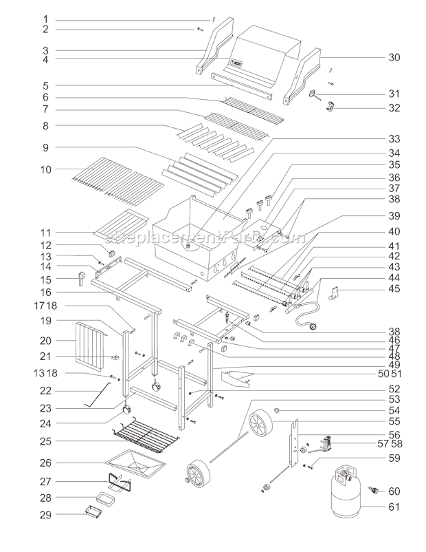 Page A Diagram and Parts List for 219798  Weber Grill