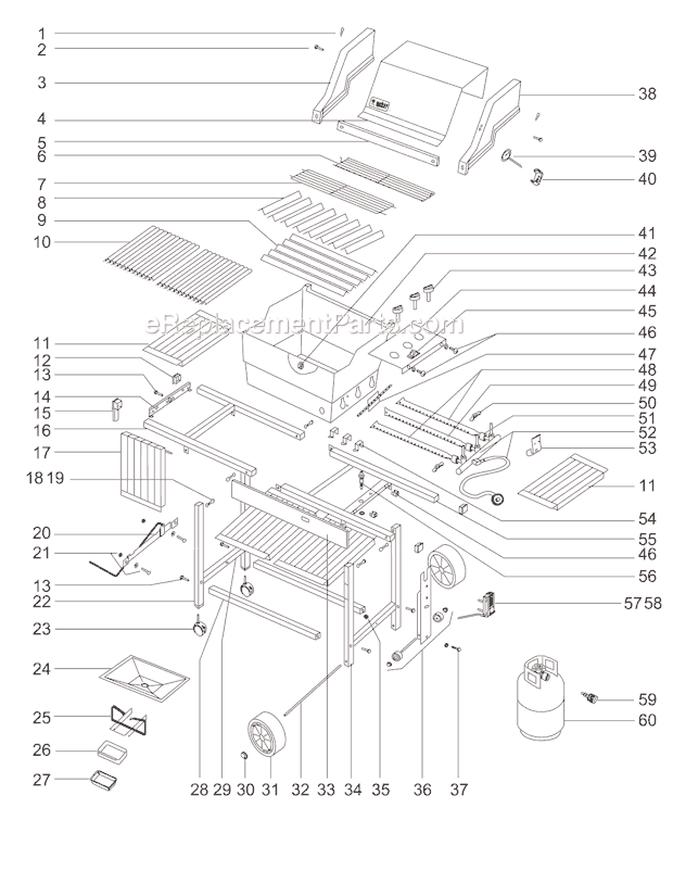Page A Diagram and Parts List for 221701  Weber Grill