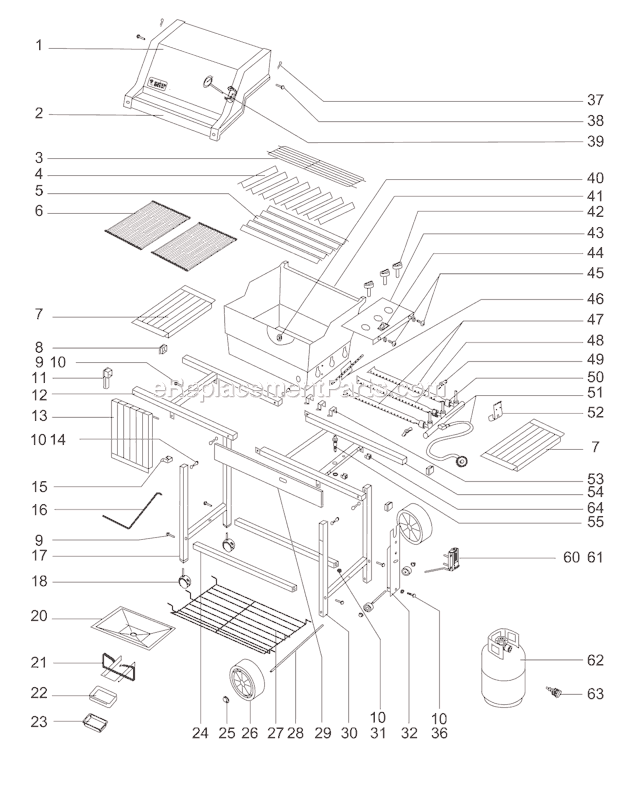 Page A Diagram and Parts List for 221801  Weber Grill