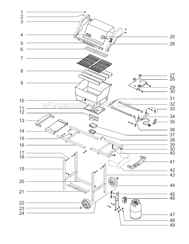 Page A Diagram and Parts List for 2241398 00-01 Weber Grill