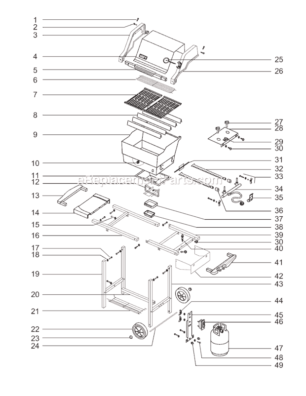 Page A Diagram and Parts List for 2241411 00-01 Weber Grill