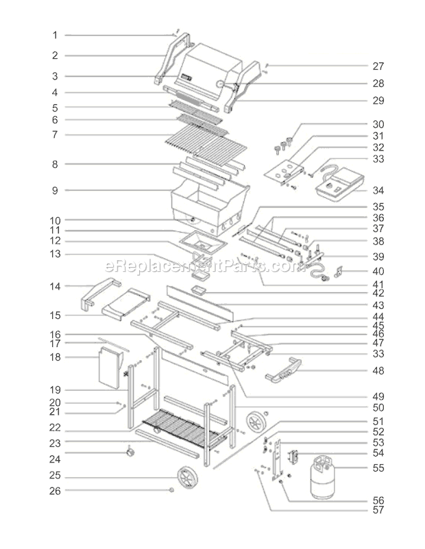 Page A Diagram and Parts List for 2261411 00-01 Weber Grill