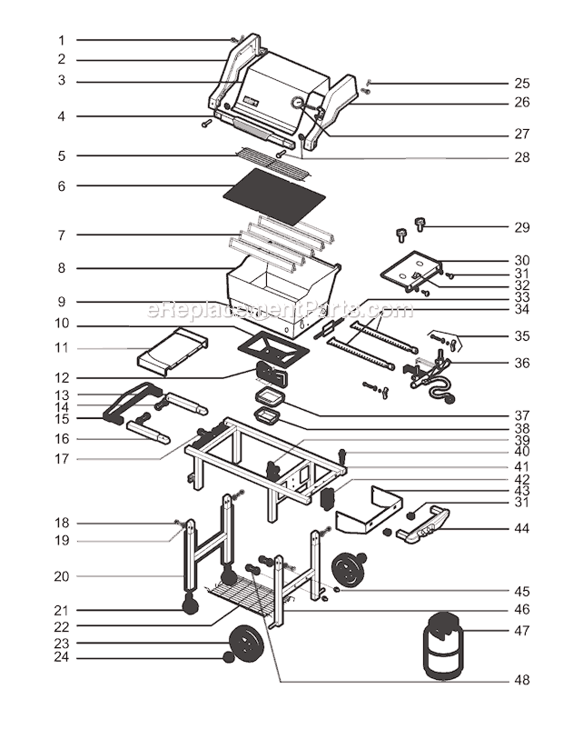 Page A Diagram and Parts List for 2271001 02-03 Weber Grill