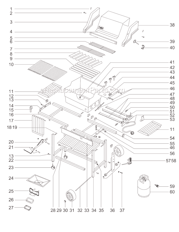 Page A Diagram and Parts List for 227298  Weber Grill