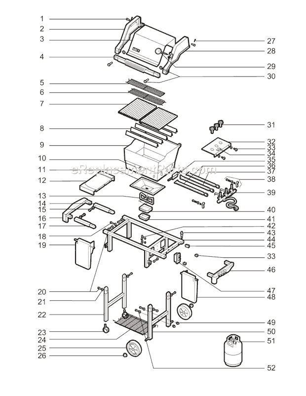 Page A Diagram and Parts List for 2281398  Weber Grill