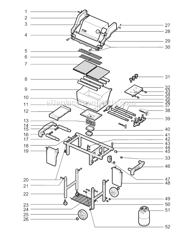 Page A Diagram and Parts List for 2281698  Weber Grill