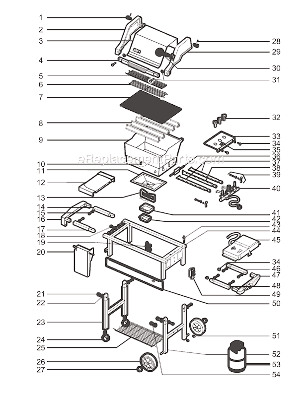 Page A Diagram and Parts List for 2291411 02-03 Weber Grill