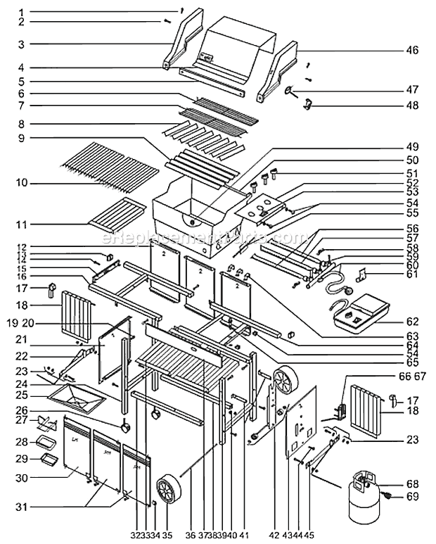 Page A Diagram and Parts List for 231901  Weber Grill