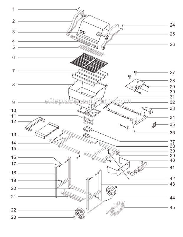 Page A Diagram and Parts List for 2341001 00-01 Weber Grill