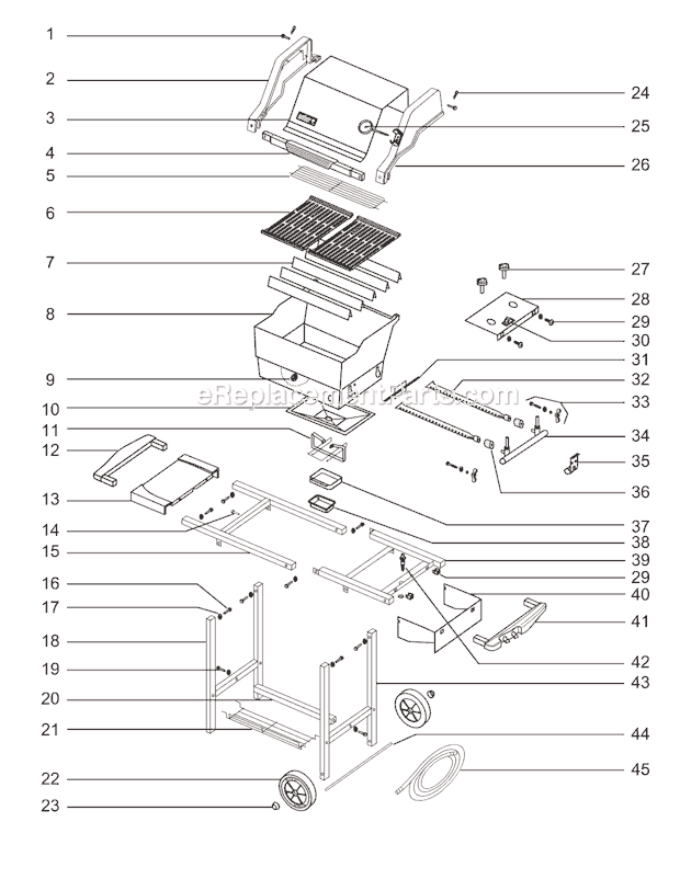 Page A Diagram and Parts List for 2341298 00-01 Weber Grill