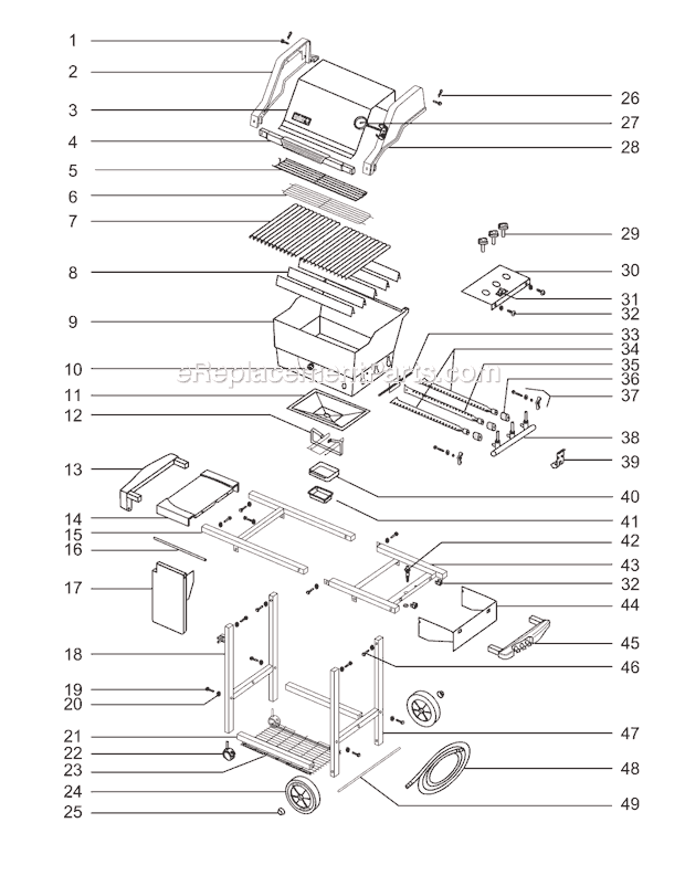 Page A Diagram and Parts List for 2351001 00-01 Weber Grill