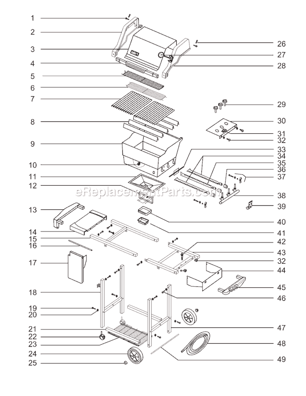 Page A Diagram and Parts List for 2351411 00-01 Weber Grill