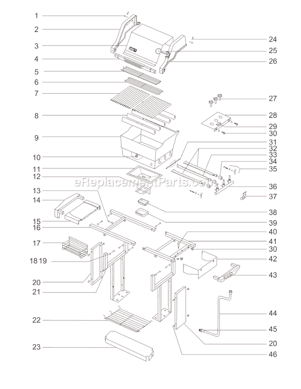 Page A Diagram and Parts List for 2351501 02-03 Weber Grill
