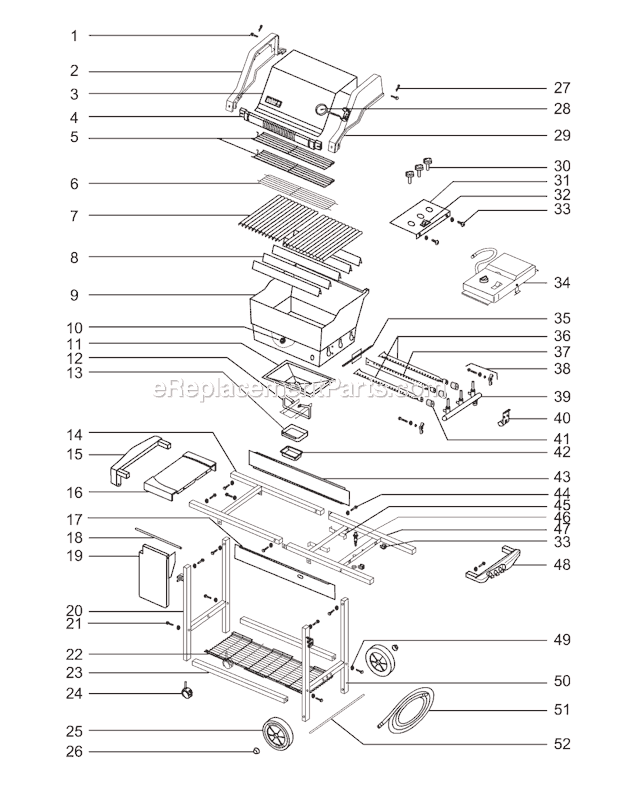 Page A Diagram and Parts List for 2361411 00-01 Weber Grill