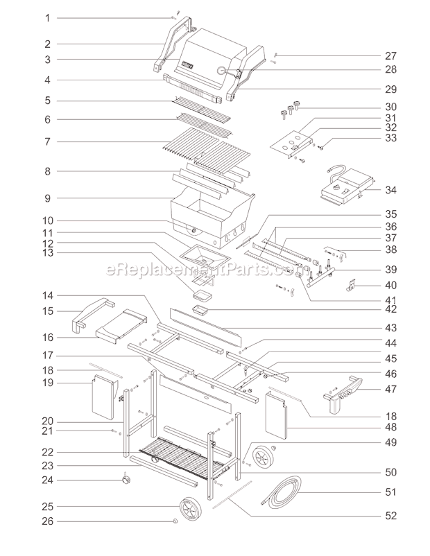 Page A Diagram and Parts List for 2361698  Weber Grill