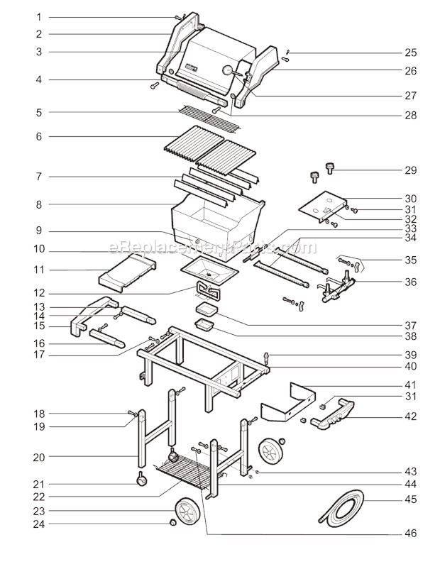 Page A Diagram and Parts List for 2371001 02-03 Weber Grill