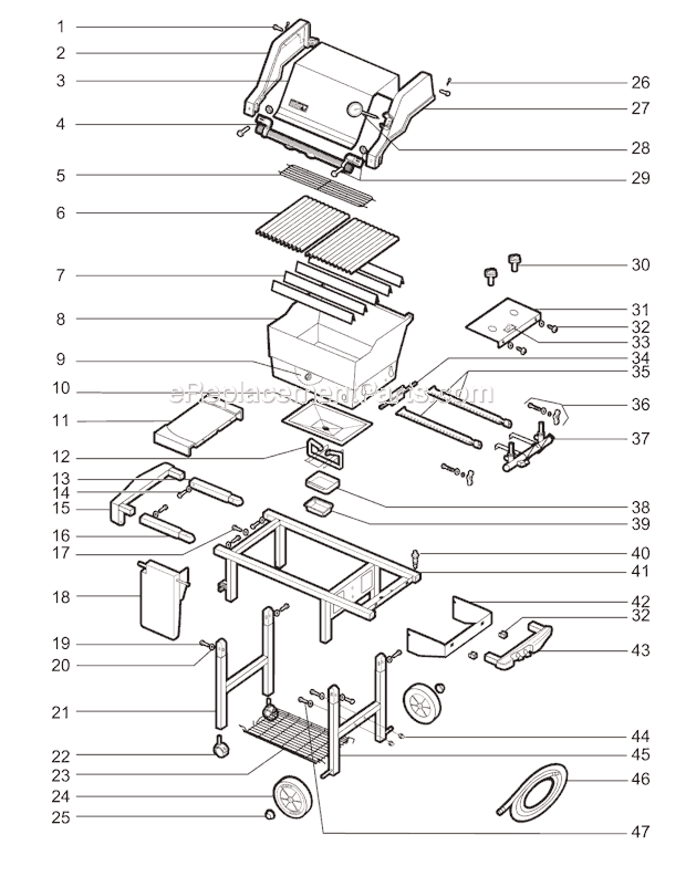 Page A Diagram and Parts List for 2371698  Weber Grill