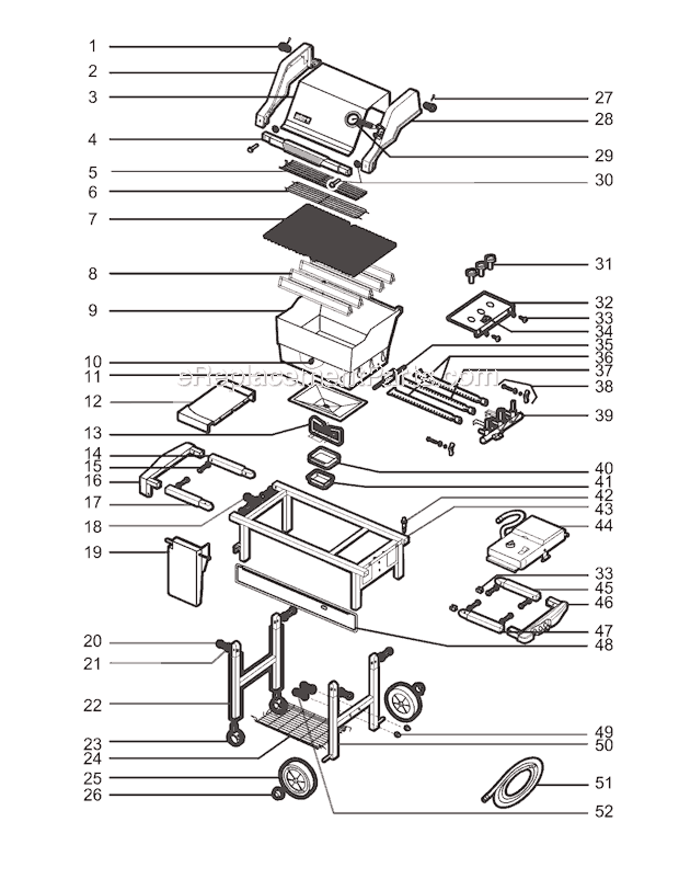 Page A Diagram and Parts List for 2391001 02-03 Weber Grill