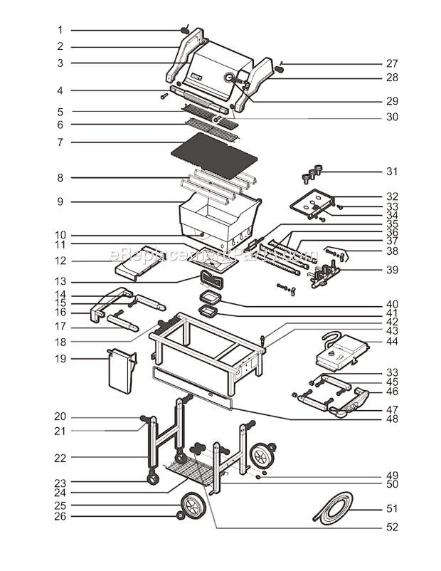 Page A Diagram and Parts List for 2391411 02-03 Weber Grill