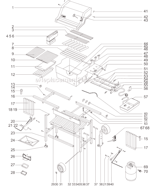 Page A Diagram and Parts List for 242101  Weber Grill