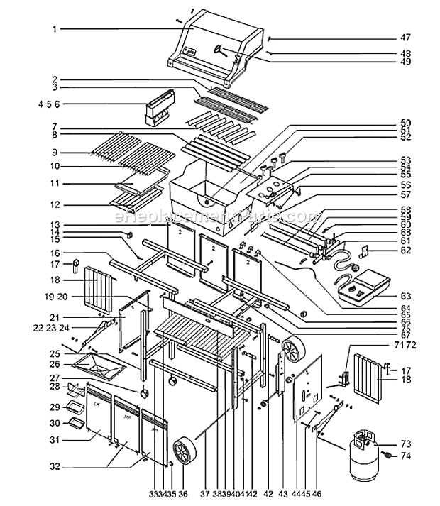 Page A Diagram and Parts List for 252101  Weber Grill