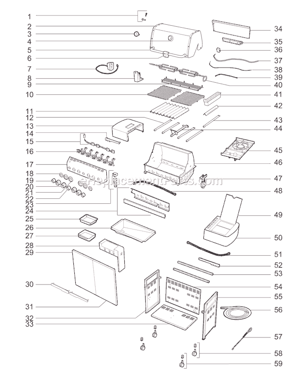 Page A Diagram and Parts List for 2840301 2009 Weber Grill