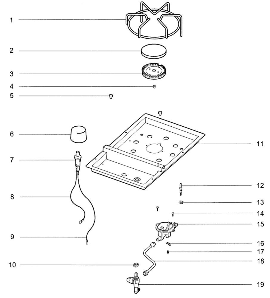 Side Burner Diagram and Parts List for E-450LP  Weber Grill