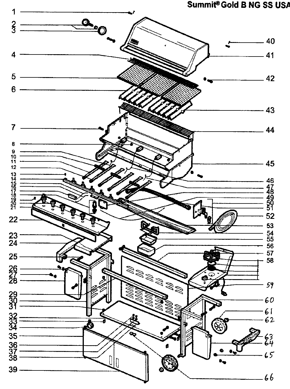 Cabinet assy Diagram and Parts List for SUMMIT  Weber Grill