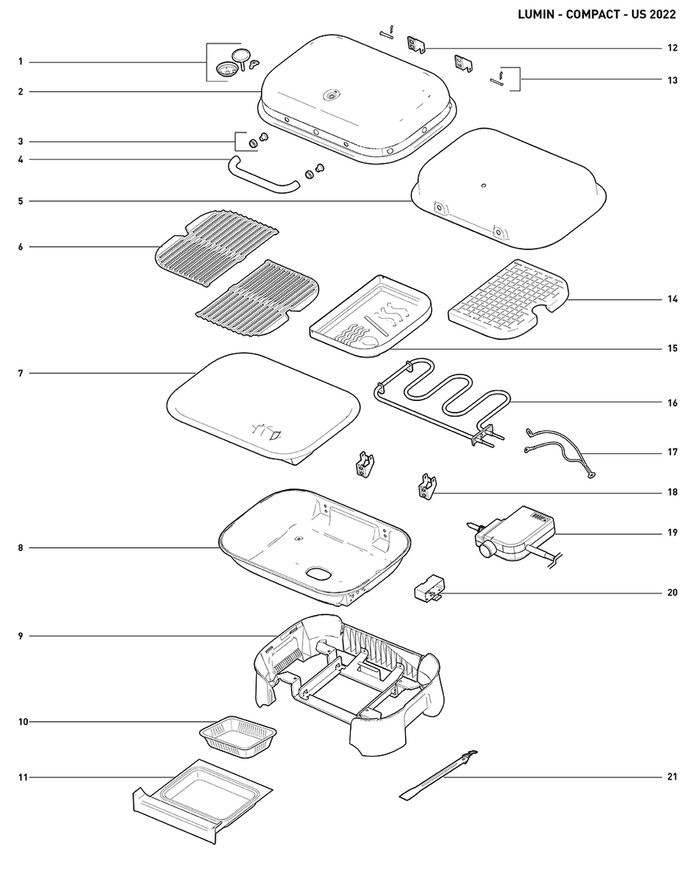 Section 1 Diagram and Parts List for 91070901  Weber Grill