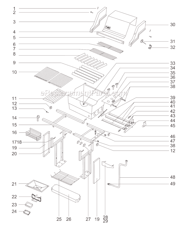 Page A Diagram and Parts List for 311501  Weber Grill