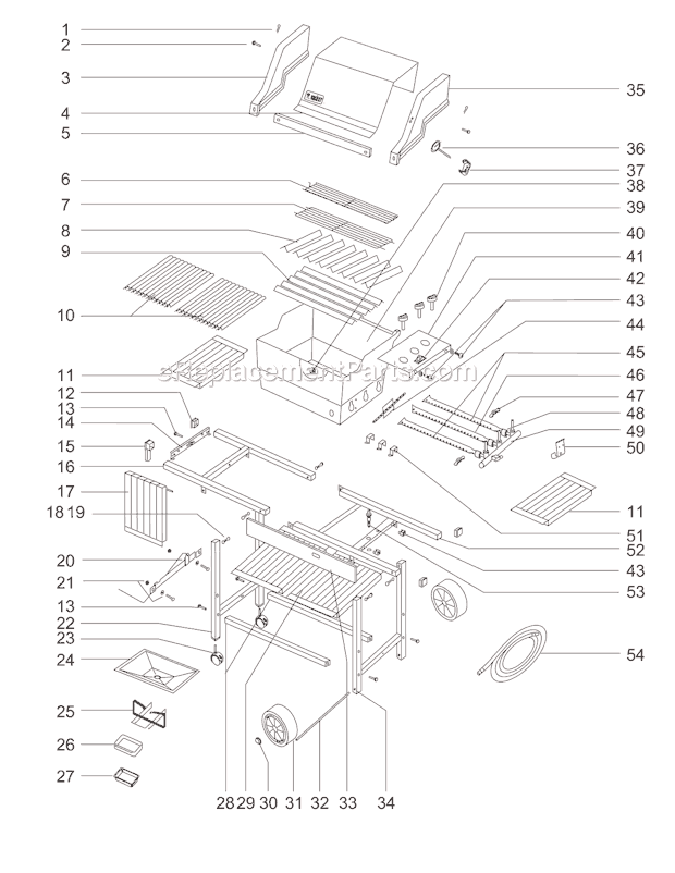 Page A Diagram and Parts List for 321701  Weber Grill