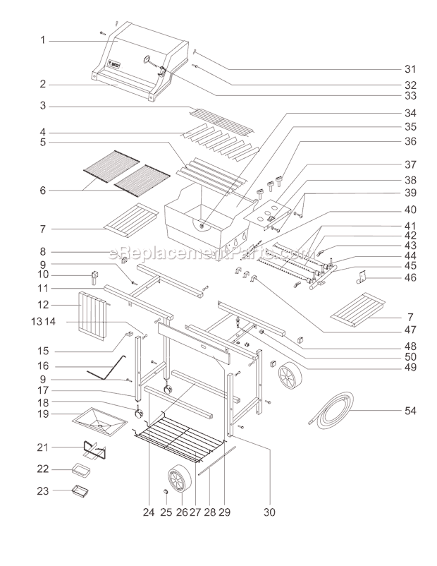 Page A Diagram and Parts List for 321801  Weber Grill