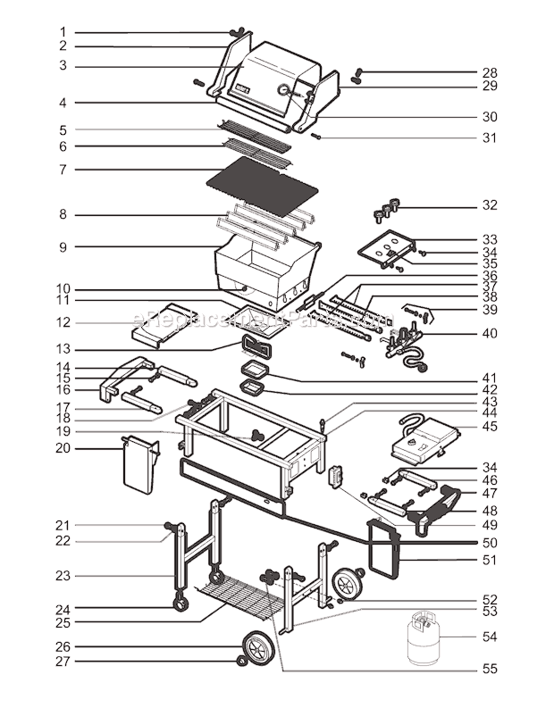 Page A Diagram and Parts List for 3290001 2003 Weber Grill