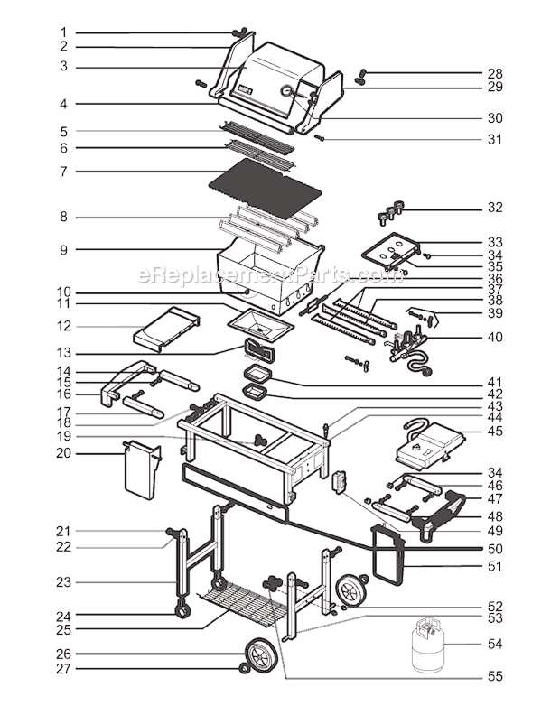 Page A Diagram and Parts List for 3291001 2003 Weber Grill